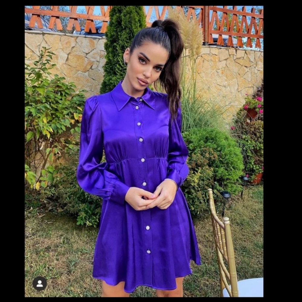Zara satin effect shirt dress